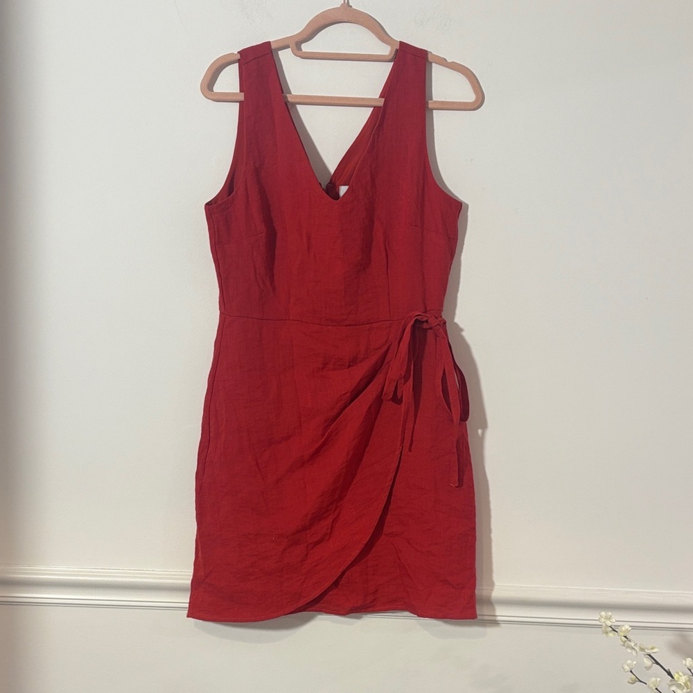 Sam Edelman Red V-Neck Wrap-Style Mini Dress